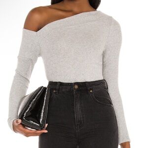 Off the shoulder grey top